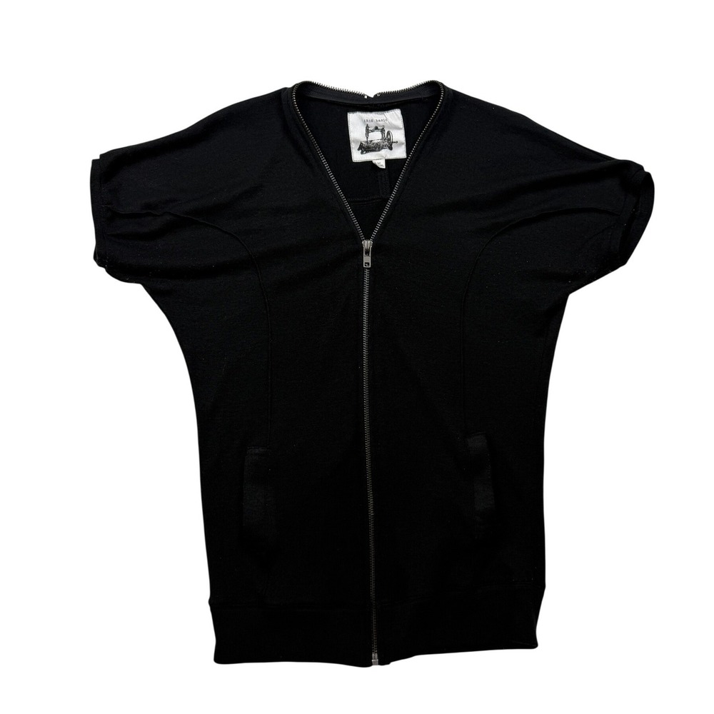 iRiS Basic Black Full Zip Dolman Short Sleeve Longline Cardigan Size M
